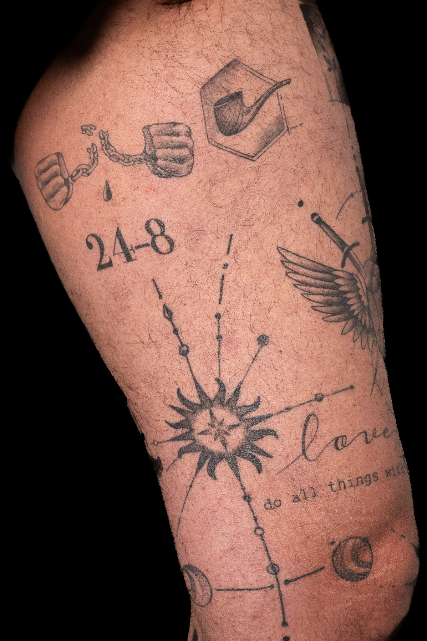 Tattoo - Kompas en symbolen patchwork